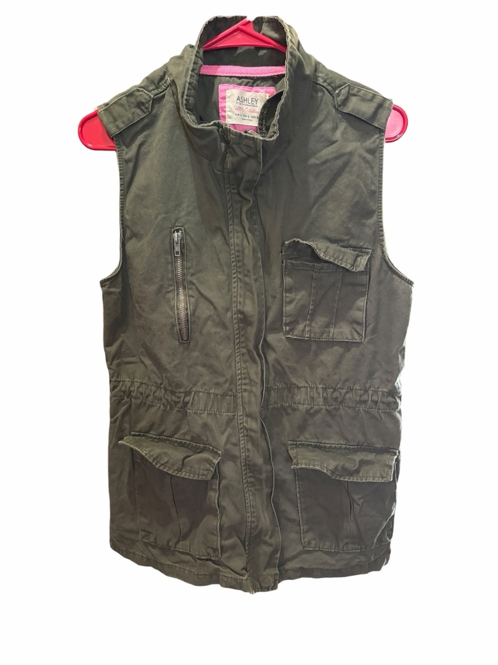 Ashley By 26 International Olive Utility Vest with Snap Epaulets - Picture 2 of 7